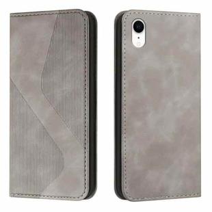 For iPhone XR Skin Feel Magnetic S-type Solid Color Horizontal Flip Leather Case with Holder & Card Slot & Wallet(Grey)