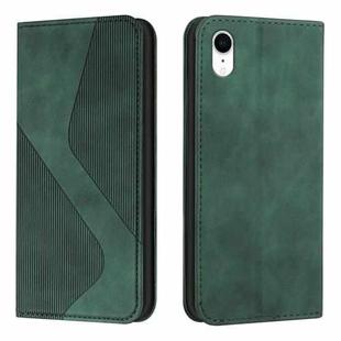 For iPhone XR Skin Feel Magnetic S-type Solid Color Horizontal Flip Leather Case with Holder & Card Slot & Wallet(Green)