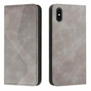 Skin Feel Magnetic S-type Solid Color Horizontal Flip Leather Case with Holder & Card Slot & Wallet For iPhone XS Max(Grey)