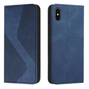 Skin Feel Magnetic S-type Solid Color Horizontal Flip Leather Case with Holder & Card Slot & Wallet For iPhone XS Max(Blue)