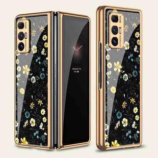 For Xiaomi Mi Mix Fold GKK Floral Pattern Electroplating Painted Glass Case(Floral 06)