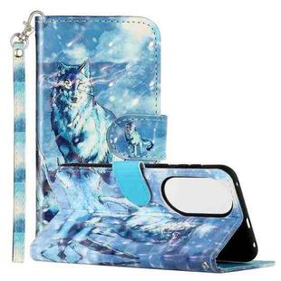 For Huawei P50 Pro 3D Pattern Horizontal Flip PU Leather Case with Holder & Card Slots & Wallet(Snow Wolf)