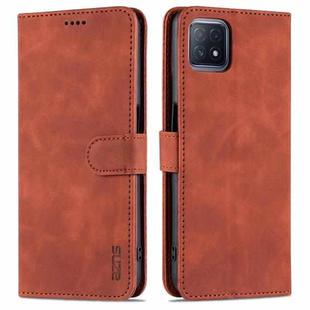 For OPPO A72 5G / A52 5G AZNS Skin Feel Calf Texture Horizontal Flip Leather Case with Card Slots & Holder & Wallet(Brown)