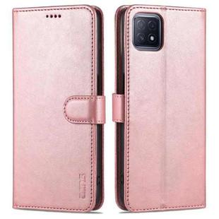For OPPO A72 5G / A52 5G AZNS Skin Feel Calf Texture Horizontal Flip Leather Case with Card Slots & Holder & Wallet(Rose Gold)