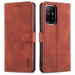 For OPPO A94 5G / A95 5G / Reno5Z 5G / F19 Pro+ AZNS Skin Feel Calf Texture Horizontal Flip Leather Case with Card Slots & Holder & Wallet(Brown)