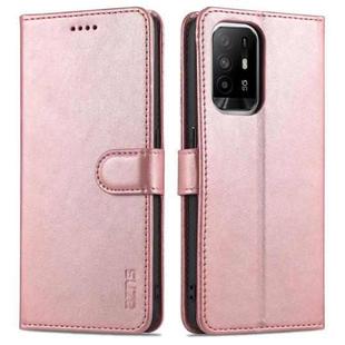 For OPPO A94 5G / A95 5G / Reno5Z 5G / F19 Pro+ AZNS Skin Feel Calf Texture Horizontal Flip Leather Case with Card Slots & Holder & Wallet(Rose Gold)