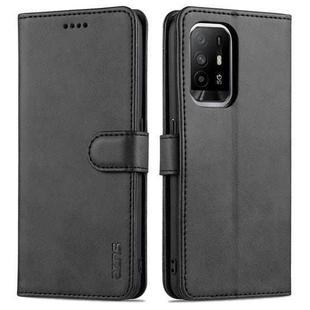 For OPPO A94 5G / A95 5G / Reno5Z 5G / F19 Pro+ AZNS Skin Feel Calf Texture Horizontal Flip Leather Case with Card Slots & Holder & Wallet(Black)