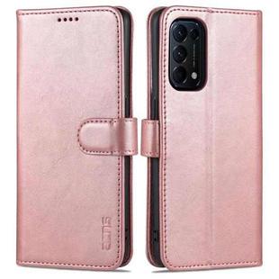 For OPPO Reno5 / Reno5 K AZNS Skin Feel Calf Texture Horizontal Flip Leather Case with Card Slots & Holder & Wallet(Rose Gold)