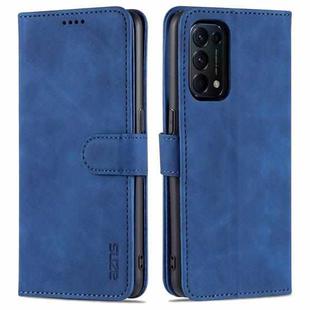 For OPPO Reno5 / Reno5 K AZNS Skin Feel Calf Texture Horizontal Flip Leather Case with Card Slots & Holder & Wallet(Blue)