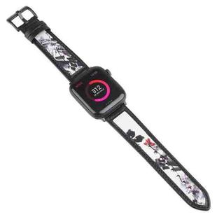 Ink Painting Leather Watch Band For Apple Watch Ultra 49mm / Series 8&7 45mm / SE 2&6&SE&5&4 44mm / 3&2&1 42mm(Black)