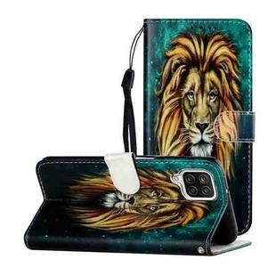 For Samsung Galaxy A22 4G Oil Embossed Pattern Horizontal Flip PU Leather Case with Holder & Card Slots & Wallet & Lanyard(Lion)