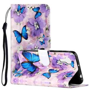 For Samsung Galaxy Xcover 5 Oil Embossed Pattern Horizontal Flip PU Leather Case with Holder & Card Slots & Wallet & Lanyard(Purple Flower Butterfly)