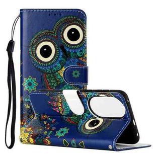For Huawei P50 Oil Embossed Pattern Horizontal Flip PU Leather Case with Holder & Card Slots & Wallet & Lanyard(Blue Owl)