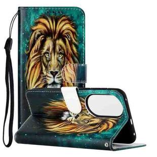 For Huawei P50 Pro Oil Embossed Pattern Horizontal Flip PU Leather Case with Holder & Card Slots & Wallet & Lanyard(Lion)