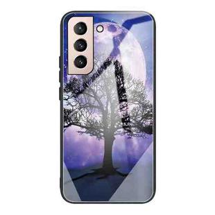 For Samsung Galaxy S21 FE Colorful Painted Glass Shockproof Protective Case(Tree)