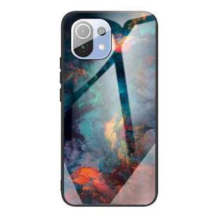 For Xiaomi Mi 11 Colorful Painted Glass Shockproof Protective Case(Clouds)