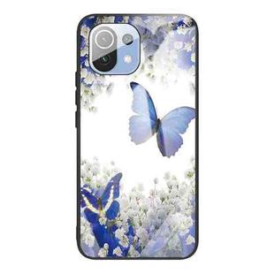 For Xiaomi Mi 11 Colorful Painted Glass Shockproof Protective Case(Flowers and Butterflies)