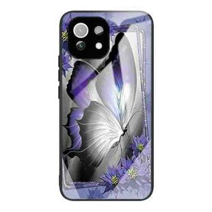 For Xiaomi Mi 11 Pro Colorful Painted Glass Shockproof Protective Case(Butterfly)