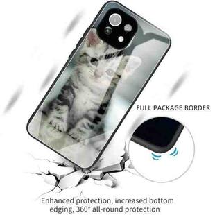 For Xiaomi Mi 11 Pro Colorful Painted Glass Shockproof Protective Case(Cute cat)