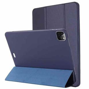 For iPad Pro 11 2022 / 2021 / 2020 TPU Horizontal Flip Leather Tablet Case with Three-folding Holder(Blue)