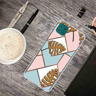 For Samsung Galaxy A22 5G Abstract Marble Pattern TPU Protective Case(Blue Pink Plaid)
