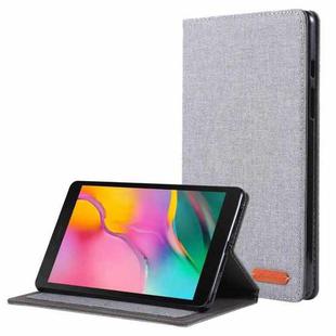 For Samsung Galaxy Tab A7 Lite 8.7 T220 / T225 Horizontal Flip TPU + Fabric PU Leather Protective Case with Name Card Clip(Grey)