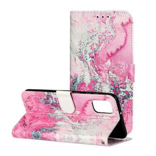 For Samsung Galaxy A82 5G Colored Drawing Marble Pattern Horizontal Flip PU Leather Case with Holder & Card Slots & Wallet(Pink Seawater)