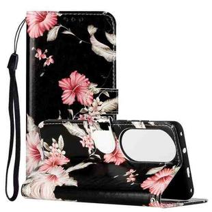 For Huawei P50 Colored Drawing Marble Pattern Horizontal Flip PU Leather Case with Holder & Card Slots & Wallet(Azalea)
