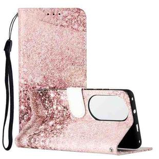 For Huawei P50 Colored Drawing Marble Pattern Horizontal Flip PU Leather Case with Holder & Card Slots & Wallet(Rose Gold)
