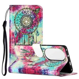 For Huawei P50 Colored Drawing Marble Pattern Horizontal Flip PU Leather Case with Holder & Card Slots & Wallet(Butterfly Wind Chimes)