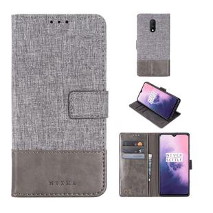 For OnePlus 7 MUXMA MX102 Horizontal Flip Canvas Leather Case with Stand & Card Slot & Wallet Function(Grey)