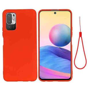 For Xiaomi Redmi Note 10 5G Pure Color Liquid Silicone Shockproof Full Coverage Case(Red)