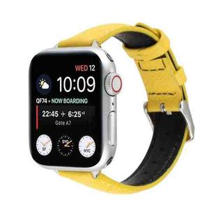 14mm Slim Genuine Leather Watch Band Watch Band For Apple Watch Ultra 49mm / Series 8&7 45mm / SE 2&6&SE&5&4 44mm / 3&2&1 42mm(Yellow)
