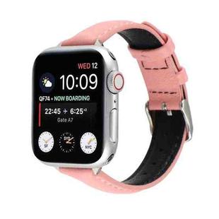 14mm Slim Genuine Leather Watch Band Watch Band For Apple Watch Series 7 41mm / 6 & SE & 5 & 4 40mm / 3 & 2 & 1 38mm(Pink)
