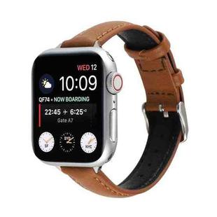14mm Slim Genuine Leather Watch Band Watch Band For Apple Watch Series 7 41mm / 6 & SE & 5 & 4 40mm / 3 & 2 & 1 38mm(Brown)