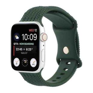 Woven Pattern Figure 8 Buckle Silicone Strap Watch Band For Apple Watch Series 7 45mm / 6 & SE & 5 & 4 44mm / 3 & 2 & 1 42mm(Dark Green)