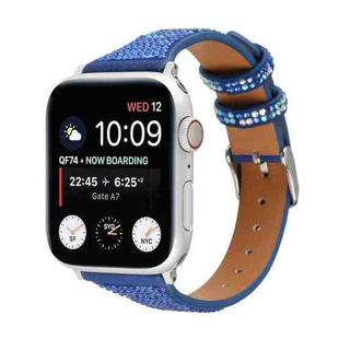 T-shaped Small Waist Flashing Diamond Genuine Leather Watch Band Watch Band For Apple Watch Ultra 49mm / Series 8&7 45mm / SE 2&6&SE&5&4 44mm / 3&2&1 42mm(Dark Blue)