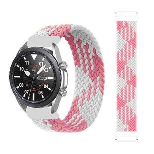 For Garmin Vivoactive 3 Adjustable Nylon Braided Elasticity Watch Band, Size:125mm(Pink White)