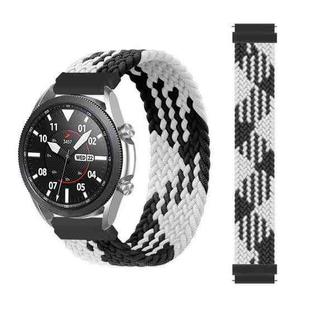 For Garmin Vivoactive 3 Adjustable Nylon Braided Elasticity Watch Band, Size:155mm(Black White)