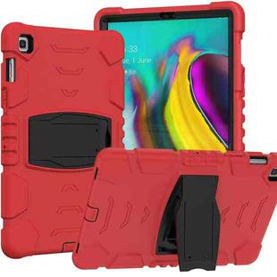 3-Layer Protection Screen Frame + PC + Silicone Shockproof Combination Case with Holder For Samsung Galaxy Tab S5e T720(Red+Black)