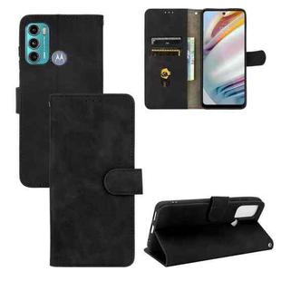 For Motorola Moto G60 / G40 Fusion Solid Color Skin Feel Magnetic Buckle Horizontal Flip Calf Texture PU Leather Case with Holder & Card Slots & Wallet(Black)