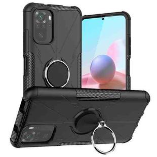 For Xiaomi Redmi Note 10 Armor Bear Shockproof PC + TPU Protective Case with Ring Holder(Black)