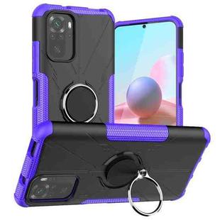 For Xiaomi Redmi Note 10 Armor Bear Shockproof PC + TPU Protective Case with Ring Holder(Purple)