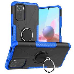 For Xiaomi Redmi Note 10 Armor Bear Shockproof PC + TPU Protective Case with Ring Holder(Blue)