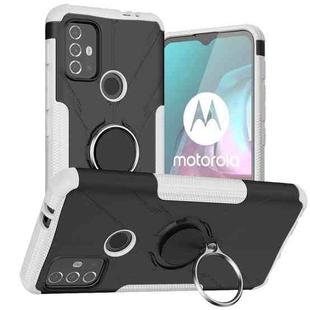 For Motorola  Moto G30 Armor Bear Shockproof PC + TPU Protective Case with Ring Holder(White)