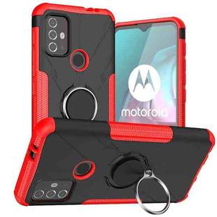For Motorola  Moto G30 Armor Bear Shockproof PC + TPU Protective Case with Ring Holder(Red)