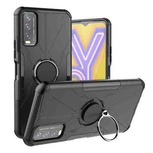 For vivo Y20 Armor Bear Shockproof PC + TPU Protective Case with Ring Holder(Black)