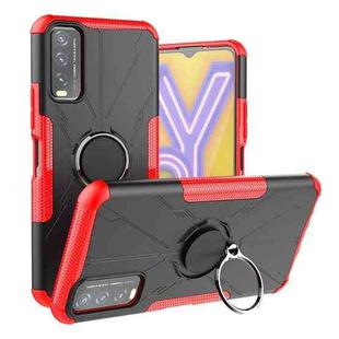 For vivo Y20 Armor Bear Shockproof PC + TPU Protective Case with Ring Holder(Red)