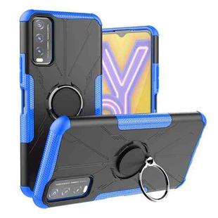 For vivo Y20 Armor Bear Shockproof PC + TPU Protective Case with Ring Holder(Blue)