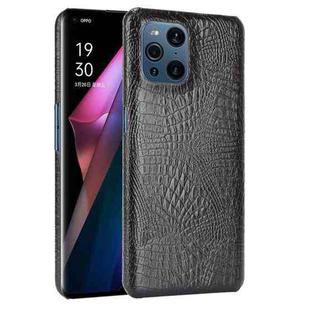 For OPPO Find X3 / X3 Pro Shockproof Crocodile Texture PC + PU Case(Black)